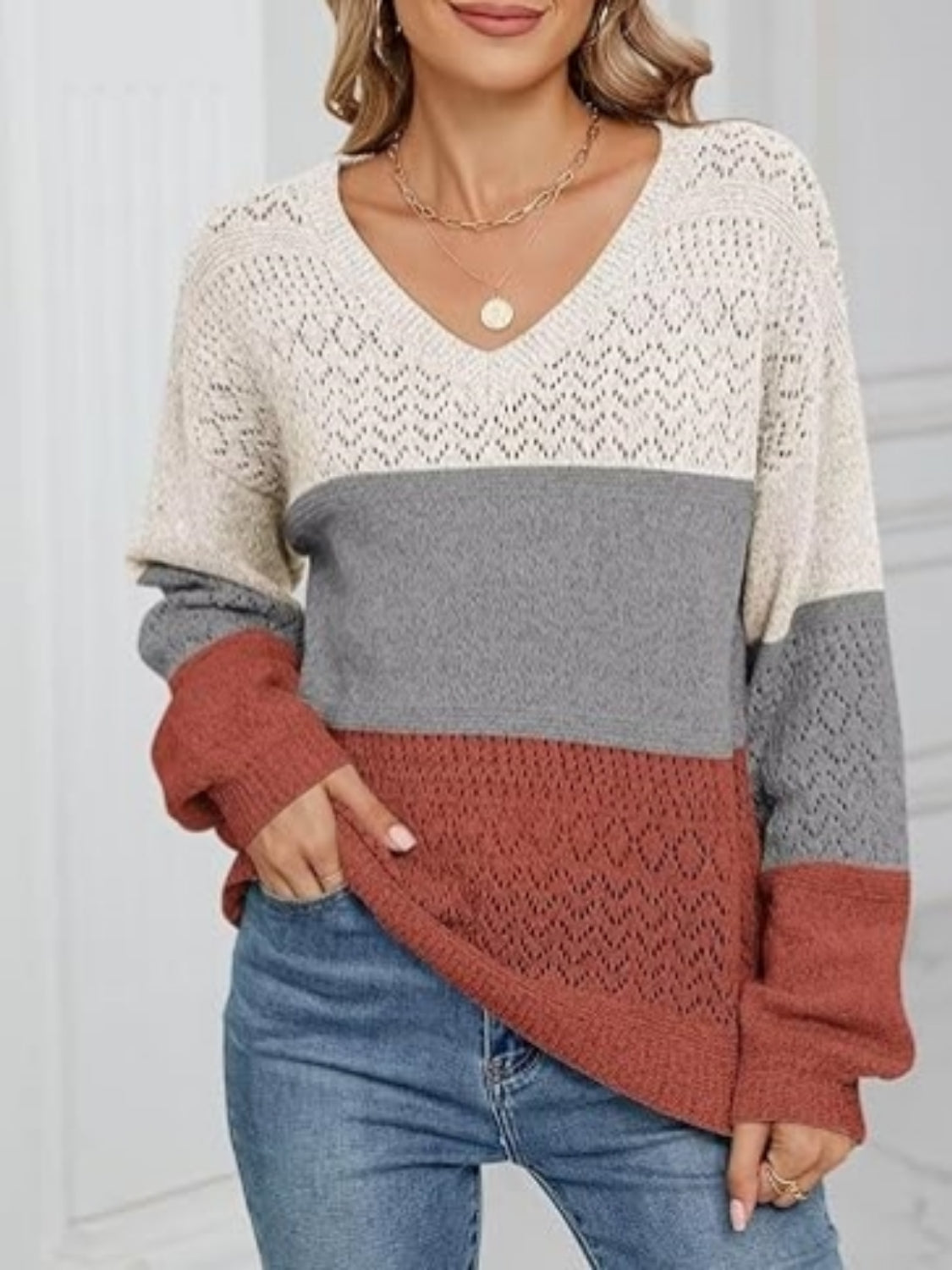 Sofía - Jersey cachemira de punto a rayas mujer