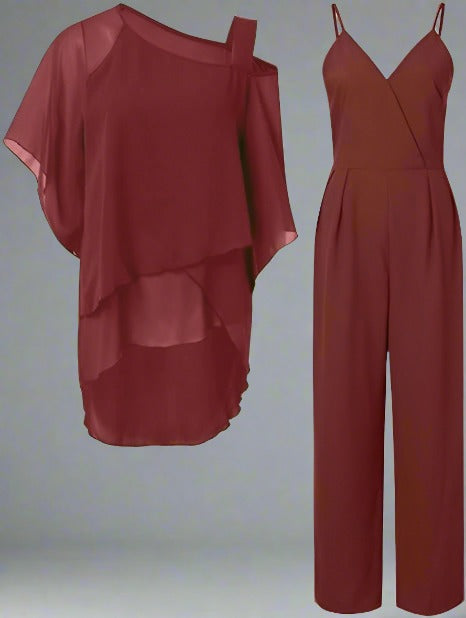 Mariana - Conjunto de mujer dos piezas con blusa fluida y pantalón