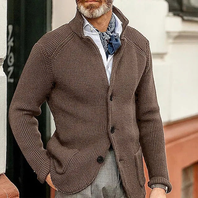 Hugo - Cárdigan de punto elegante para hombre con cierre de botones