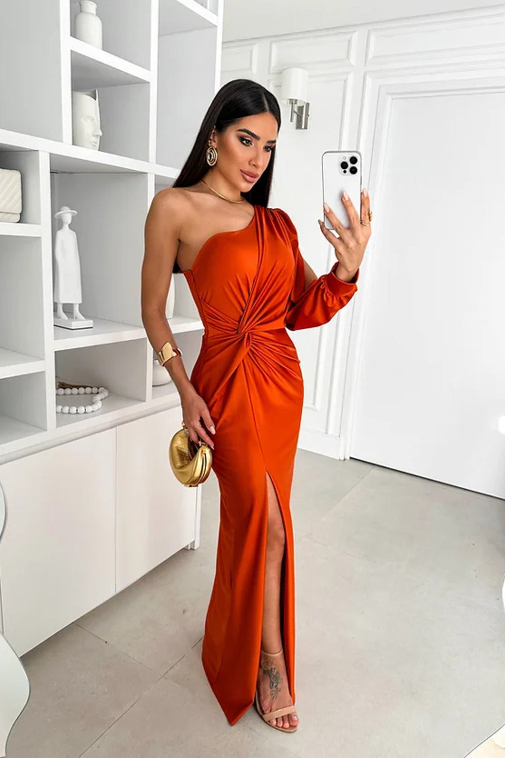 Adriana - Vestido largo asimétrico con abertura mujer