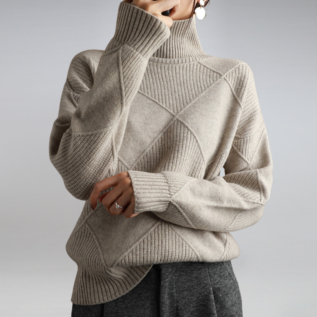 Valeria - Suéter cashmere de punto cuello alto mujer