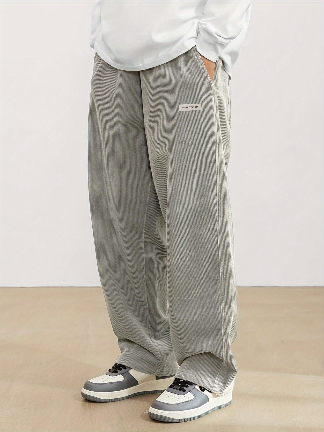 Ernesto - Pantalones de hombre anchos en pana estilo casual