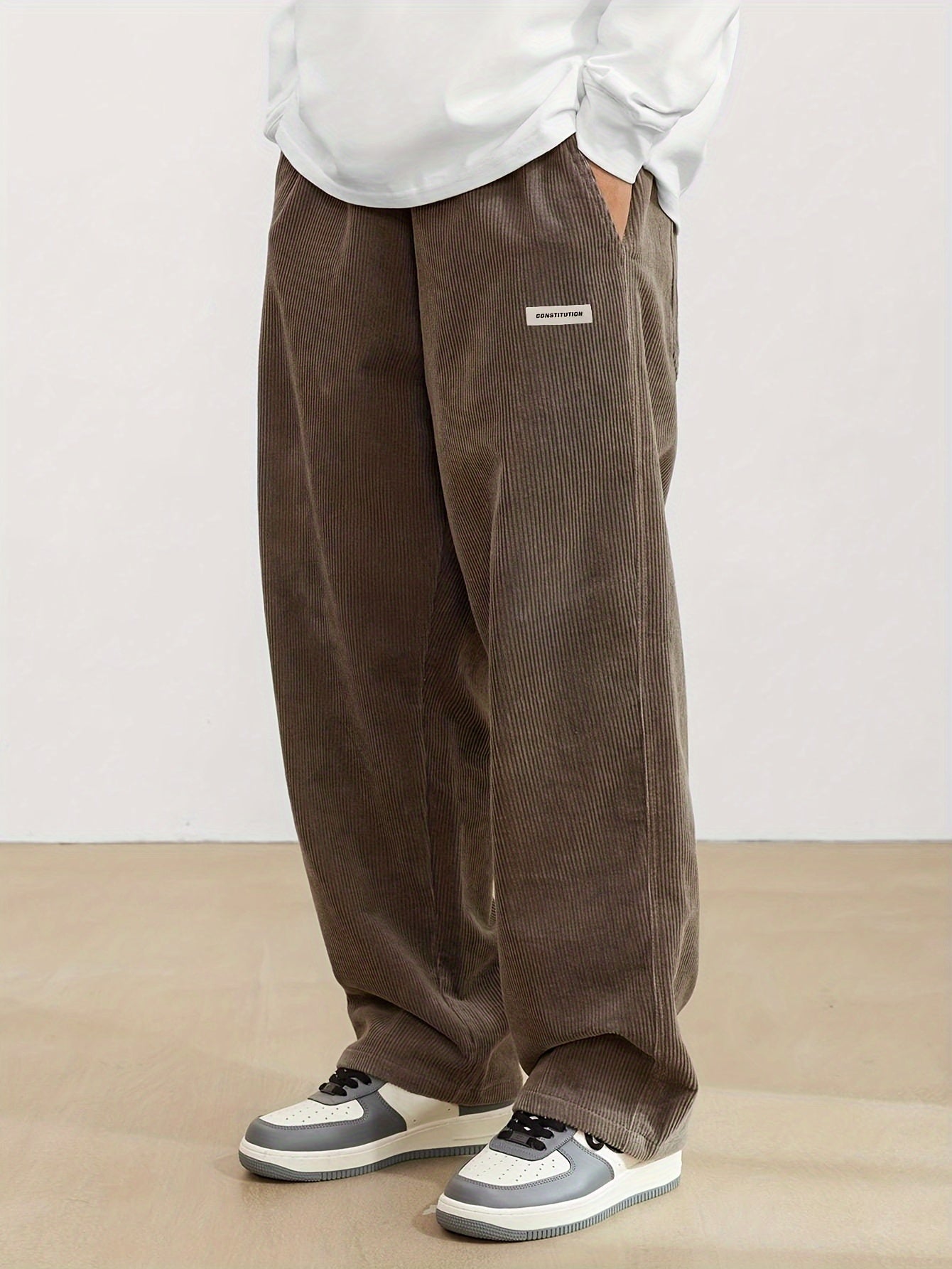 Ernesto - Pantalones de hombre anchos en pana estilo casual