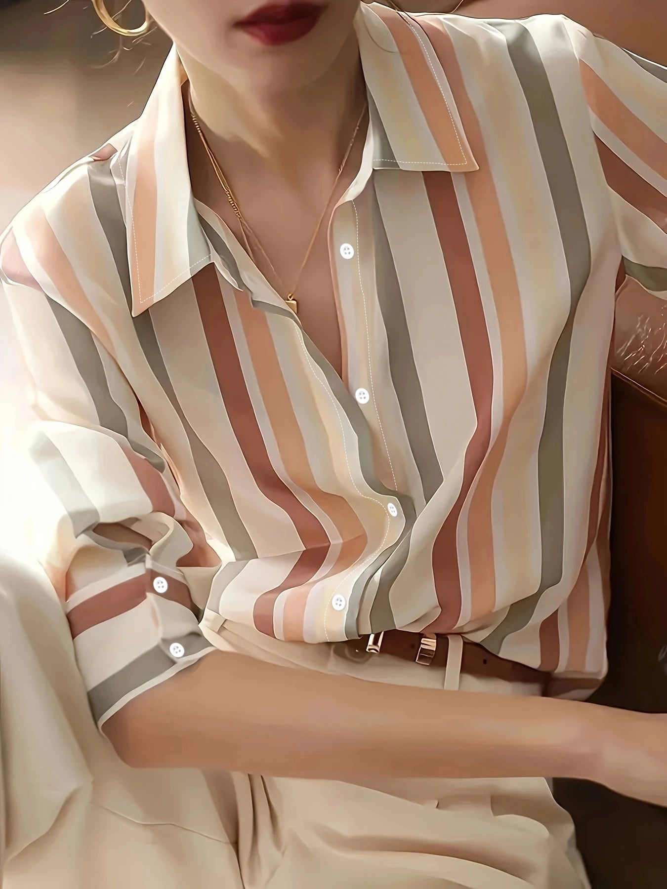 Lía – Camisa fluida de rayas verticales