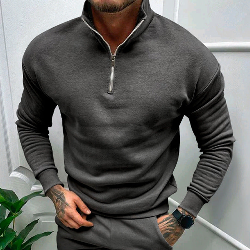 Enzo - Suéter de hombre con cremallera media y cuello alto