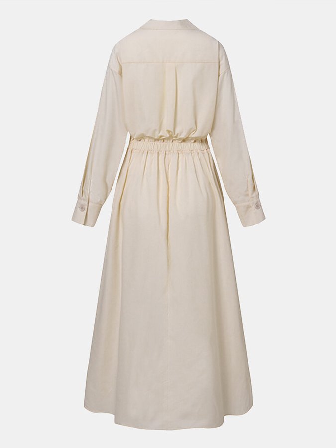 Marina - Vestido camisero blanco largo mujer