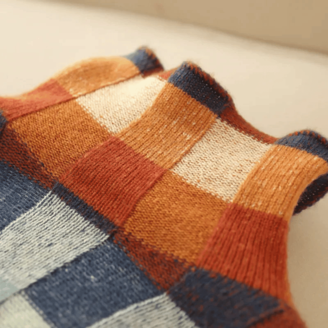 Camila - Suéter cashmere de cuadros cuello alto mujer