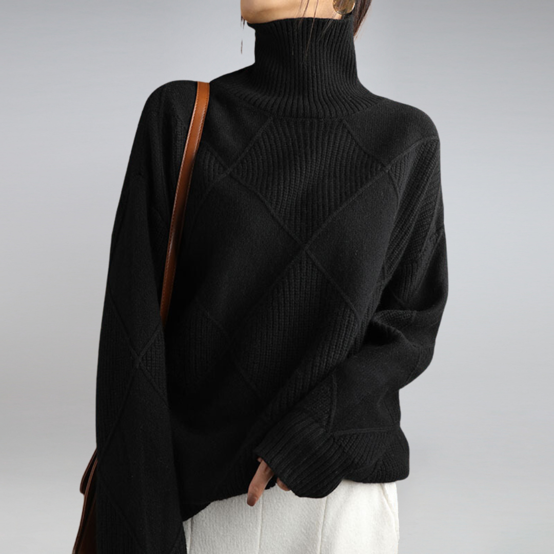 Valeria - Suéter cashmere de punto cuello alto mujer