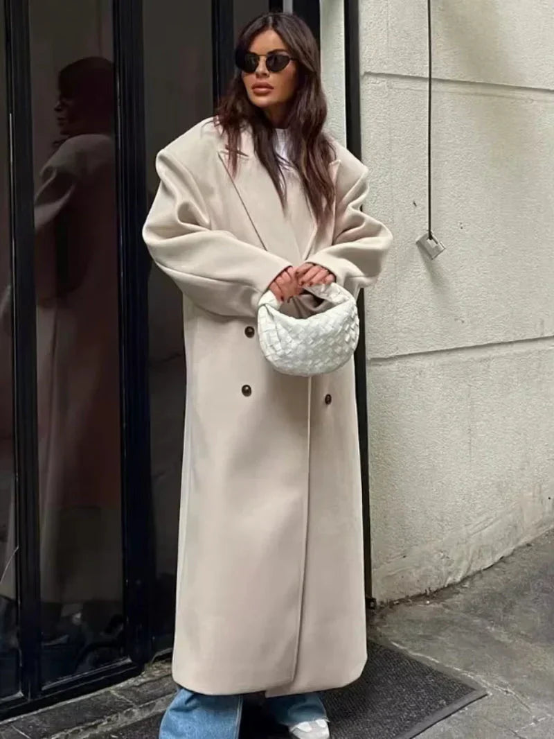 Elena - Abrigo largo de mujer con doble botonadura