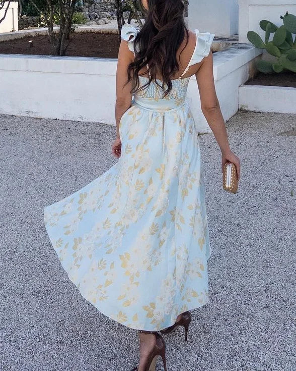 Aitana - Vestido midi de mujer con tirantes y lazo en la cintura