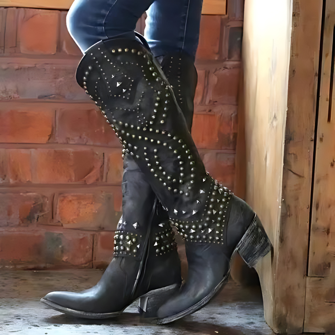 Roxy – Botas Vaqueras Cowboy Tachonadas con Estilo Desgastado