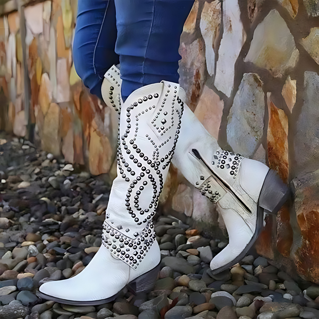 Roxy – Botas Vaqueras Cowboy Tachonadas con Estilo Desgastado
