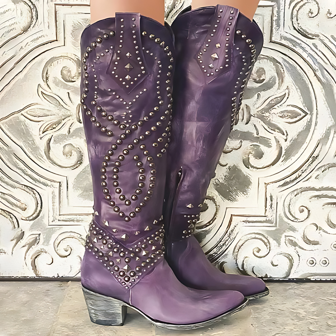 Roxy – Botas Vaqueras Cowboy Tachonadas con Estilo Desgastado