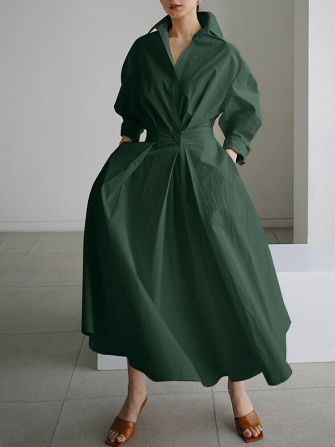 Marina - Vestido camisero blanco largo mujer