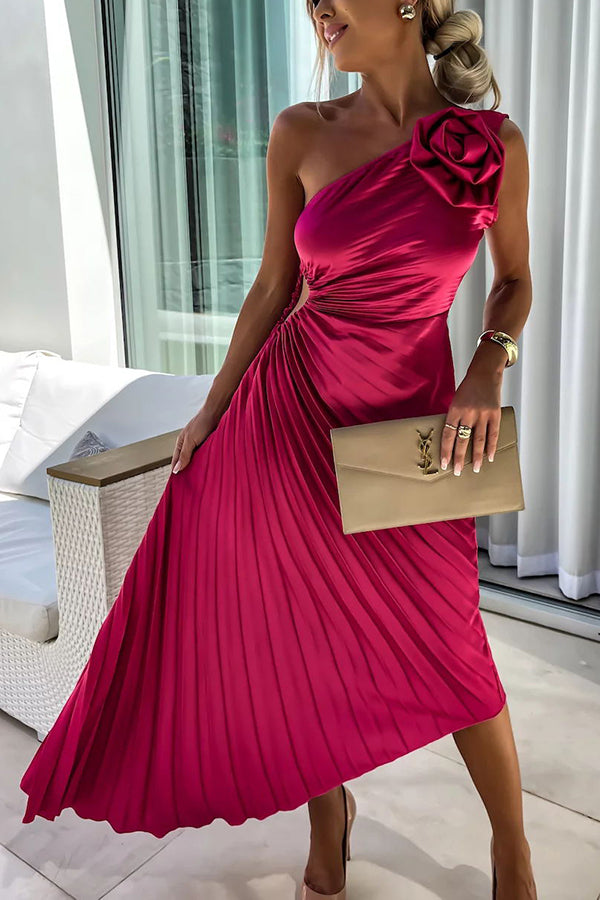 Valentina - Vestido de mujer asimétrico satinado con pliegues