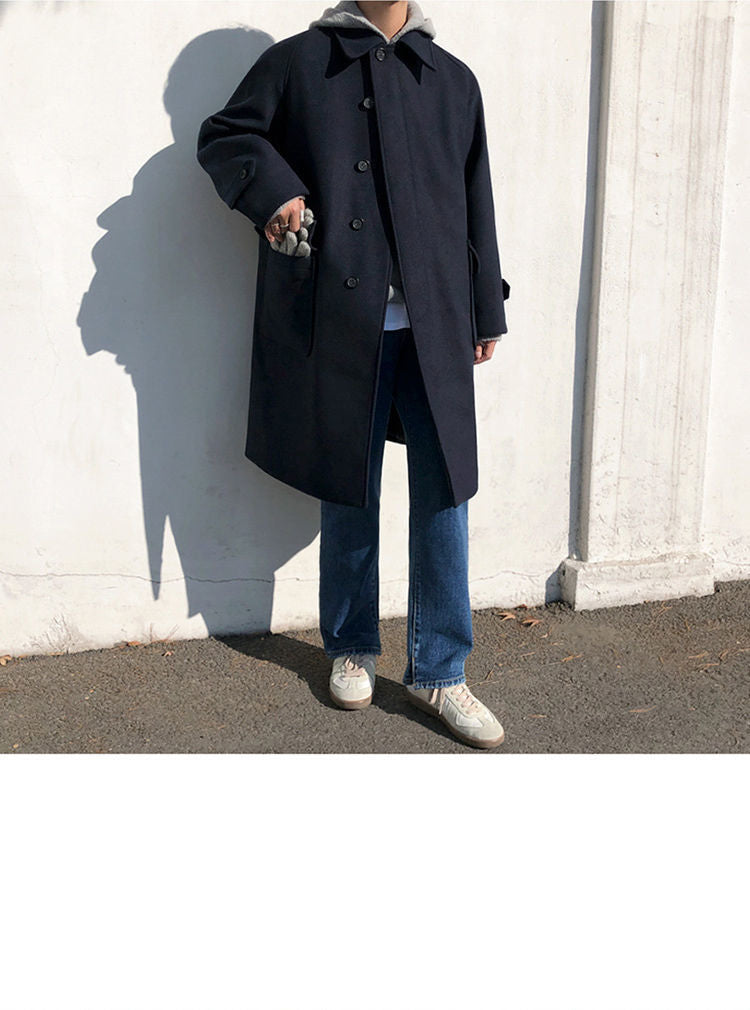 Ricardo - Abrigo de hombre oversize con solapa y botones frontales