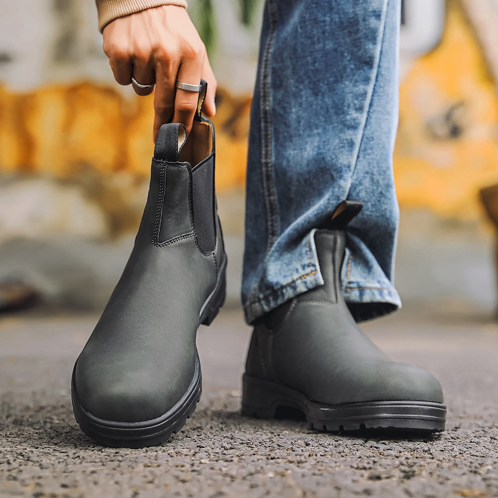 Marco - Botas de hombre tipo chelsea con suela robusta