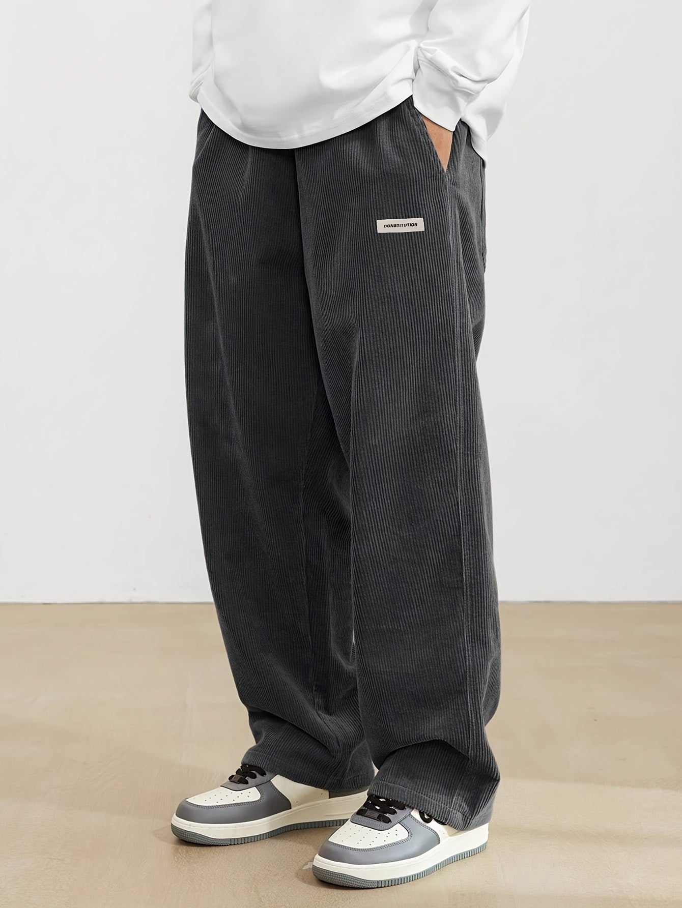 Ernesto - Pantalones de hombre anchos en pana estilo casual