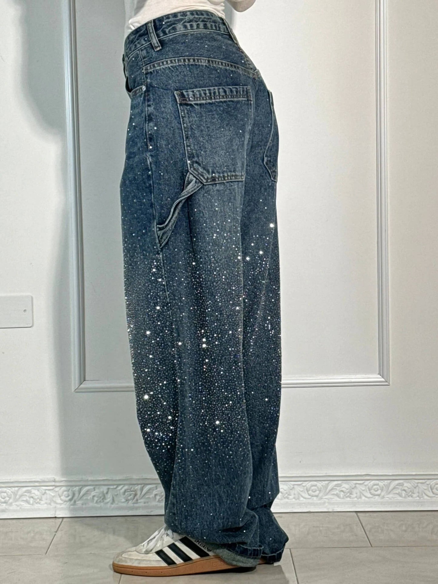 Paula – Pantalones Vaqueros Anchos con Brillos para Mujer
