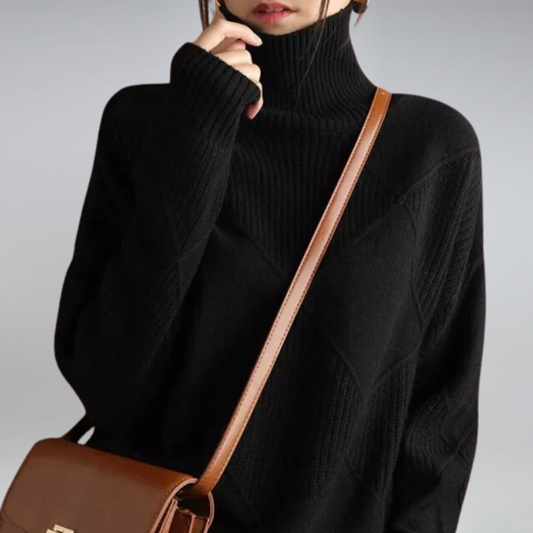 Valeria - Suéter cashmere de punto cuello alto mujer