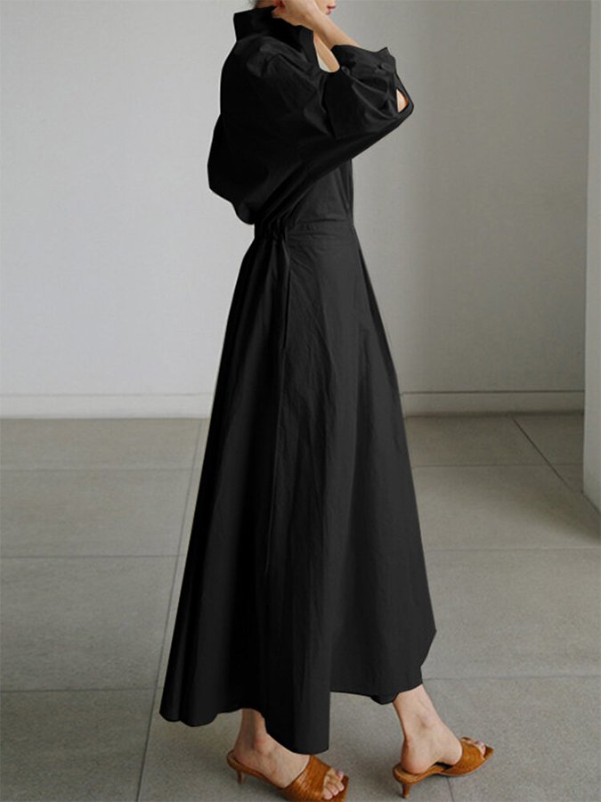 Marina - Vestido camisero blanco largo mujer