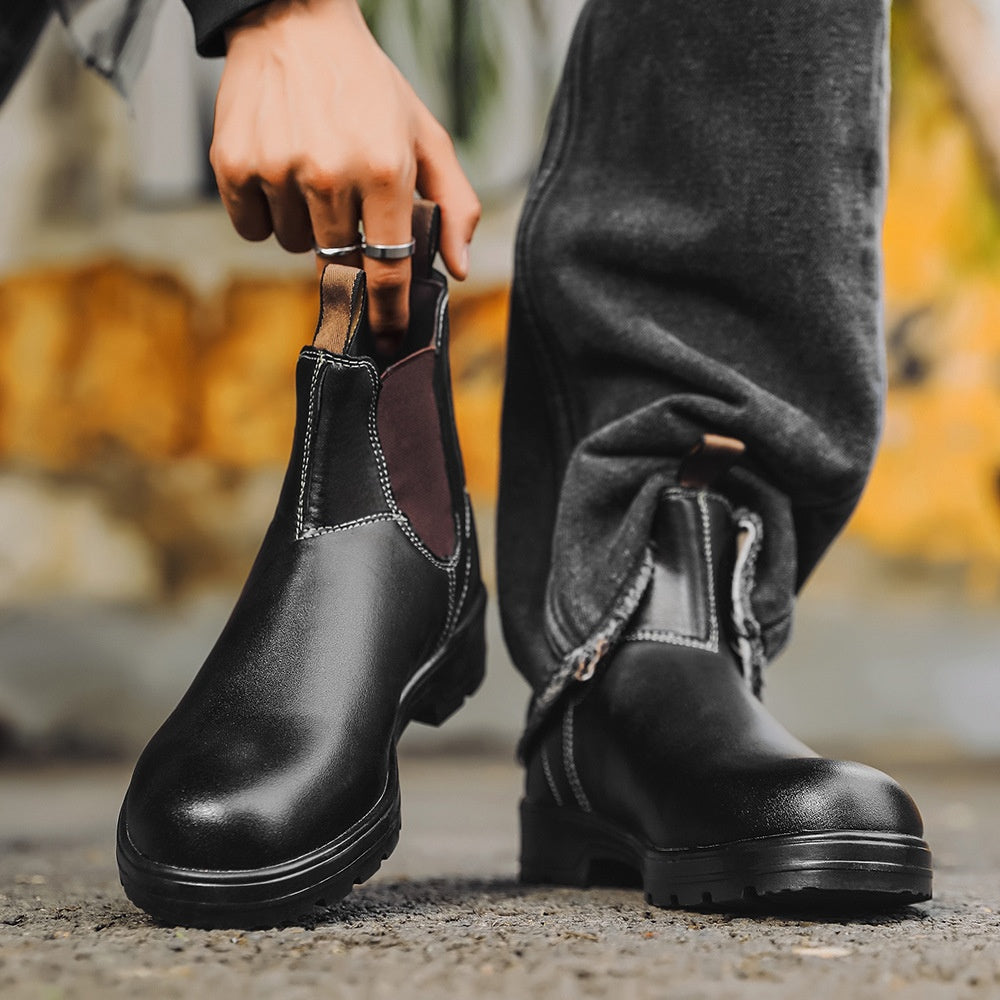 Marco - Botas de hombre tipo chelsea con suela robusta