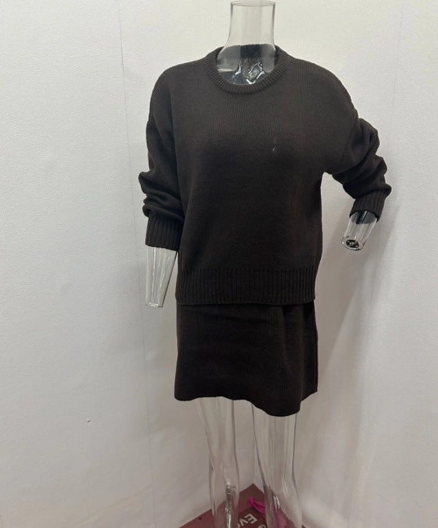 Sophia - Conjunto de suéter oversize y minifalda negra mujer