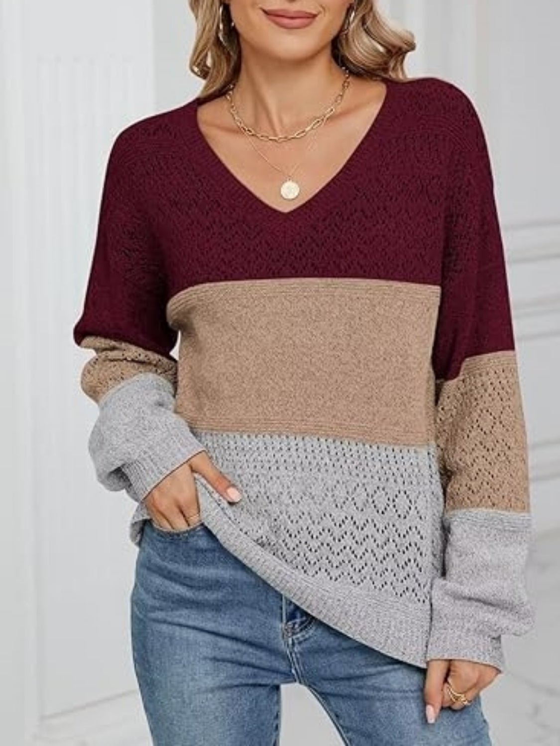 Sofía - Jersey cachemira de punto a rayas mujer