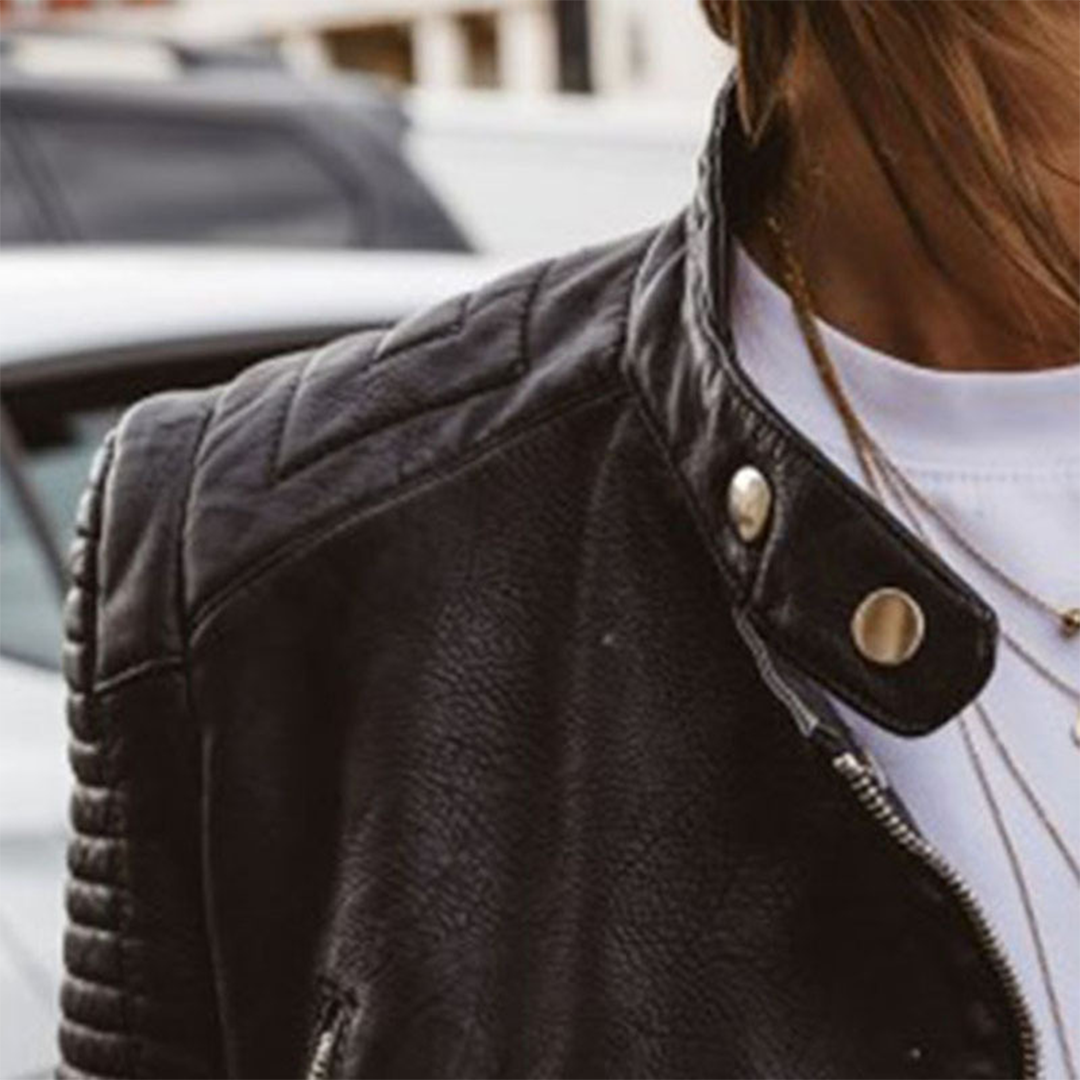 Selena - Chaqueta biker negra con cremalleras mujer