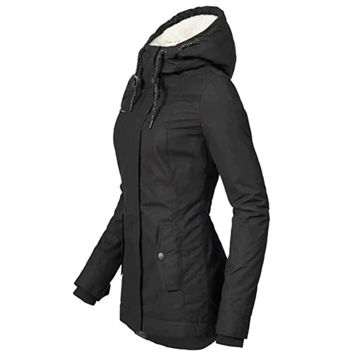 Marina - Chaqueta negra con forro de borreguito