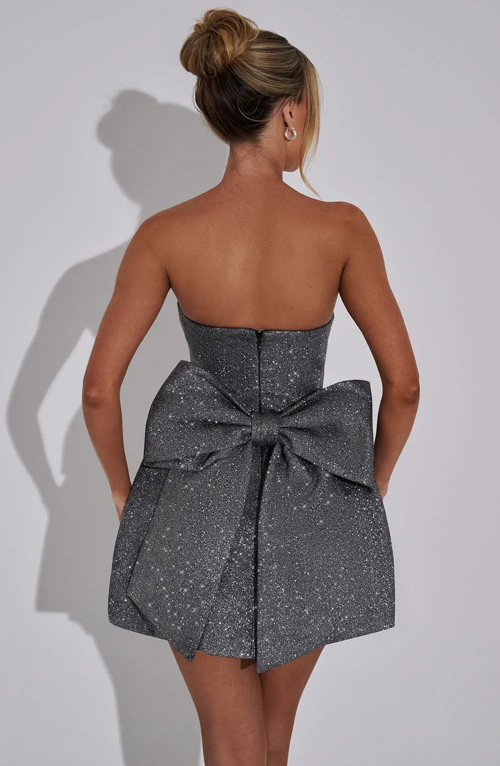 Celeste - Vestido Corto Mujer Strapless Con Brillos