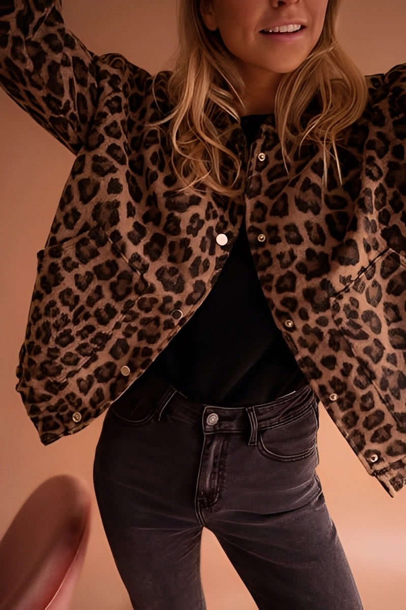 Daniela - Chaqueta animal print para mujer con botones