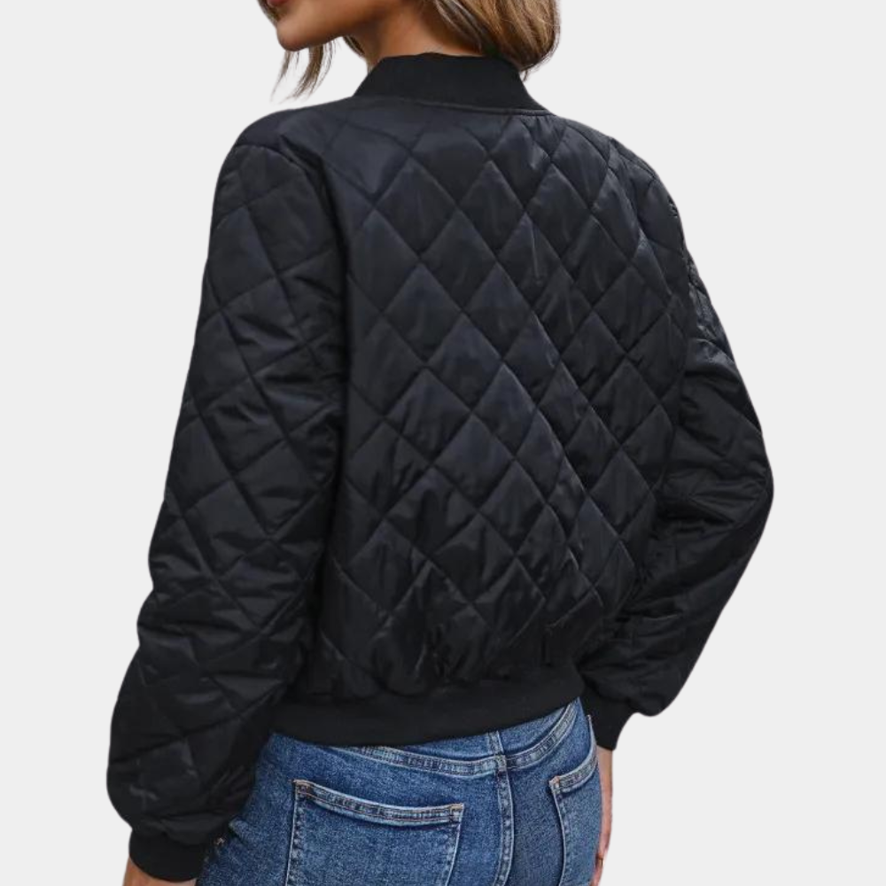 Luna – Cazadora Algodón bomber acolchada negra para mujer