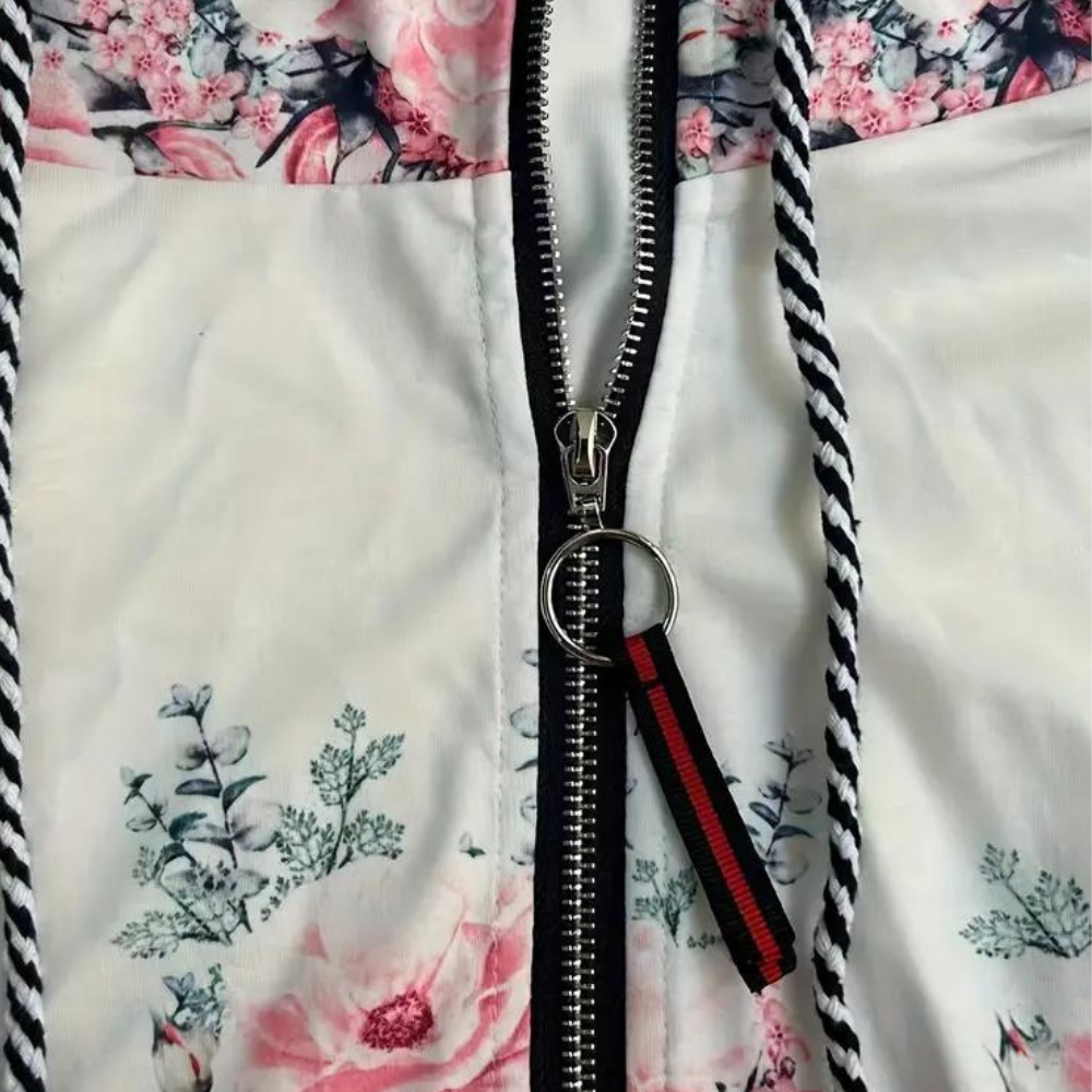 Marina - Chaqueta de lana con capucha estampada floral mujer