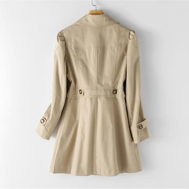 Sofía - Gabardina larga beige con botones mujer