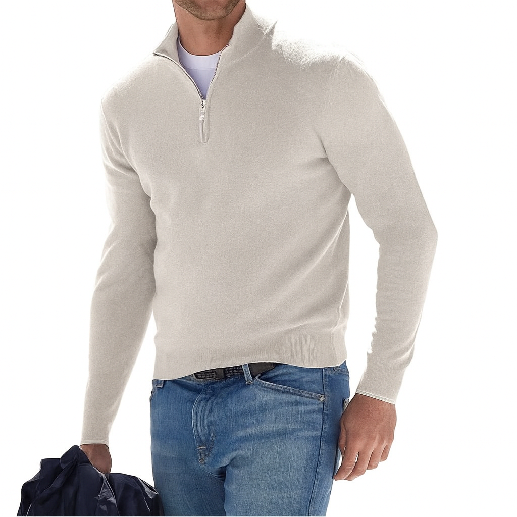 Adrián - Suéter de hombre con cremallera media y cuello alto