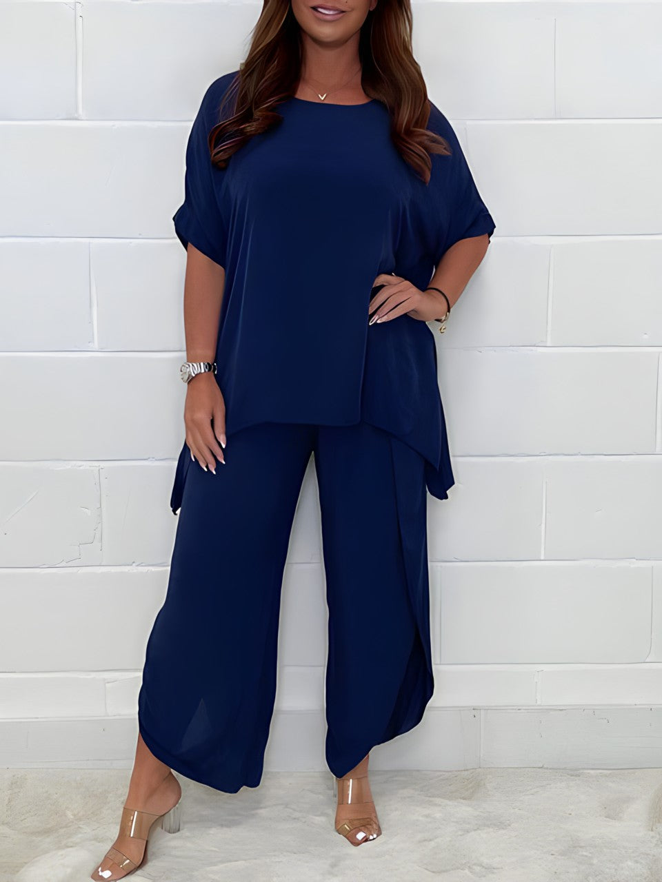 Marta - Conjunto de mujer con blusa amplia y pantalón ancho