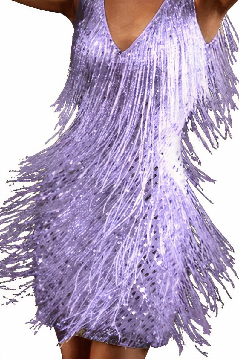 Ariadna - Vestido de mujer corto con lentejuelas y escote en V