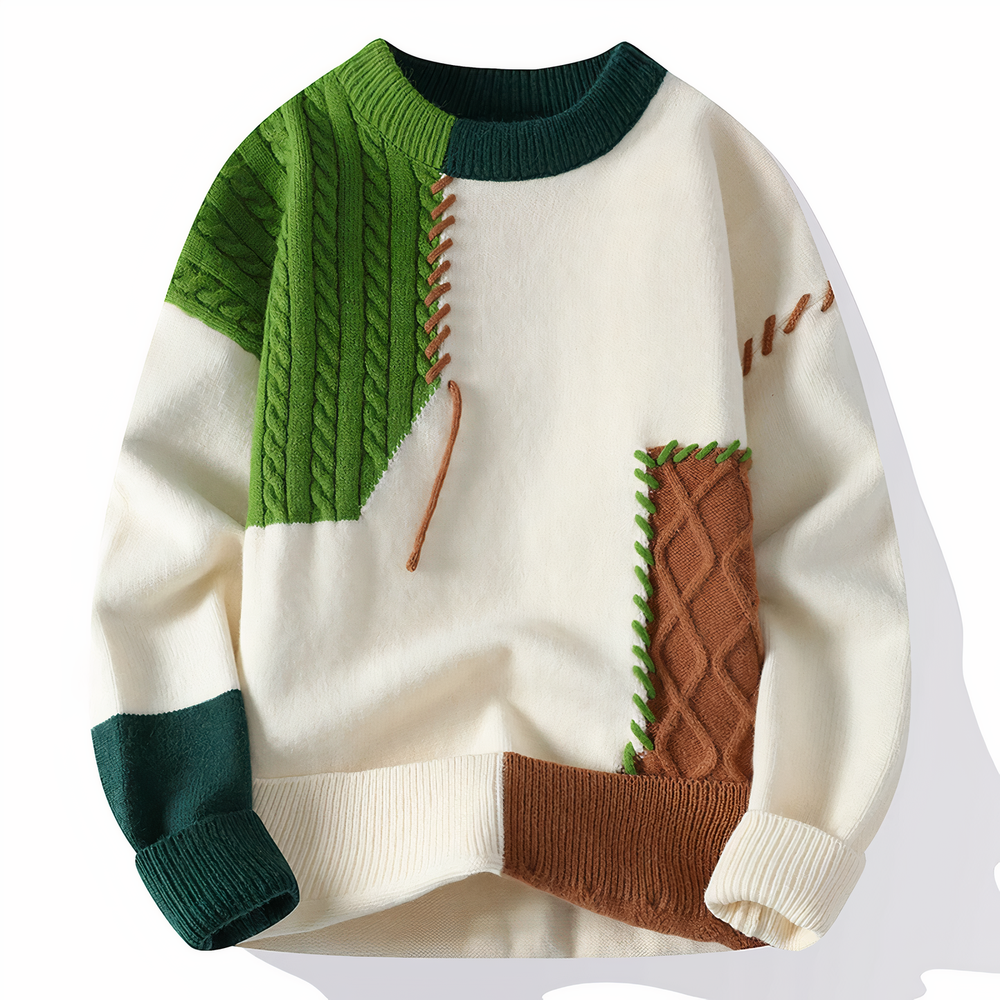 Diego – Jersey patchwork de punto grueso para hombre