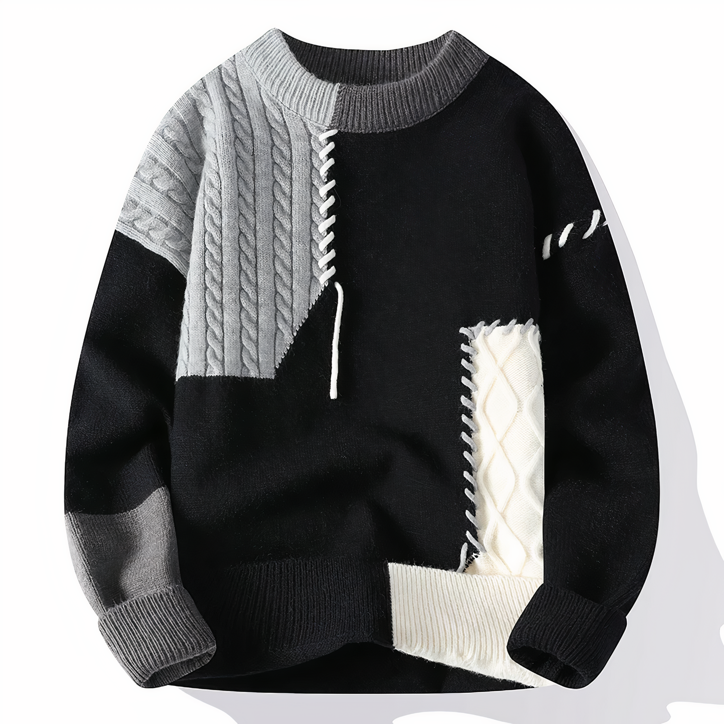 Diego – Jersey patchwork de punto grueso para hombre