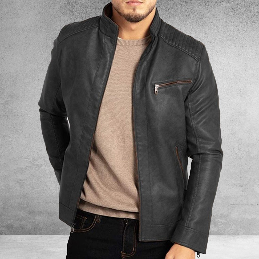 Diego – Cazadora de Cuero Sintético para Hombre