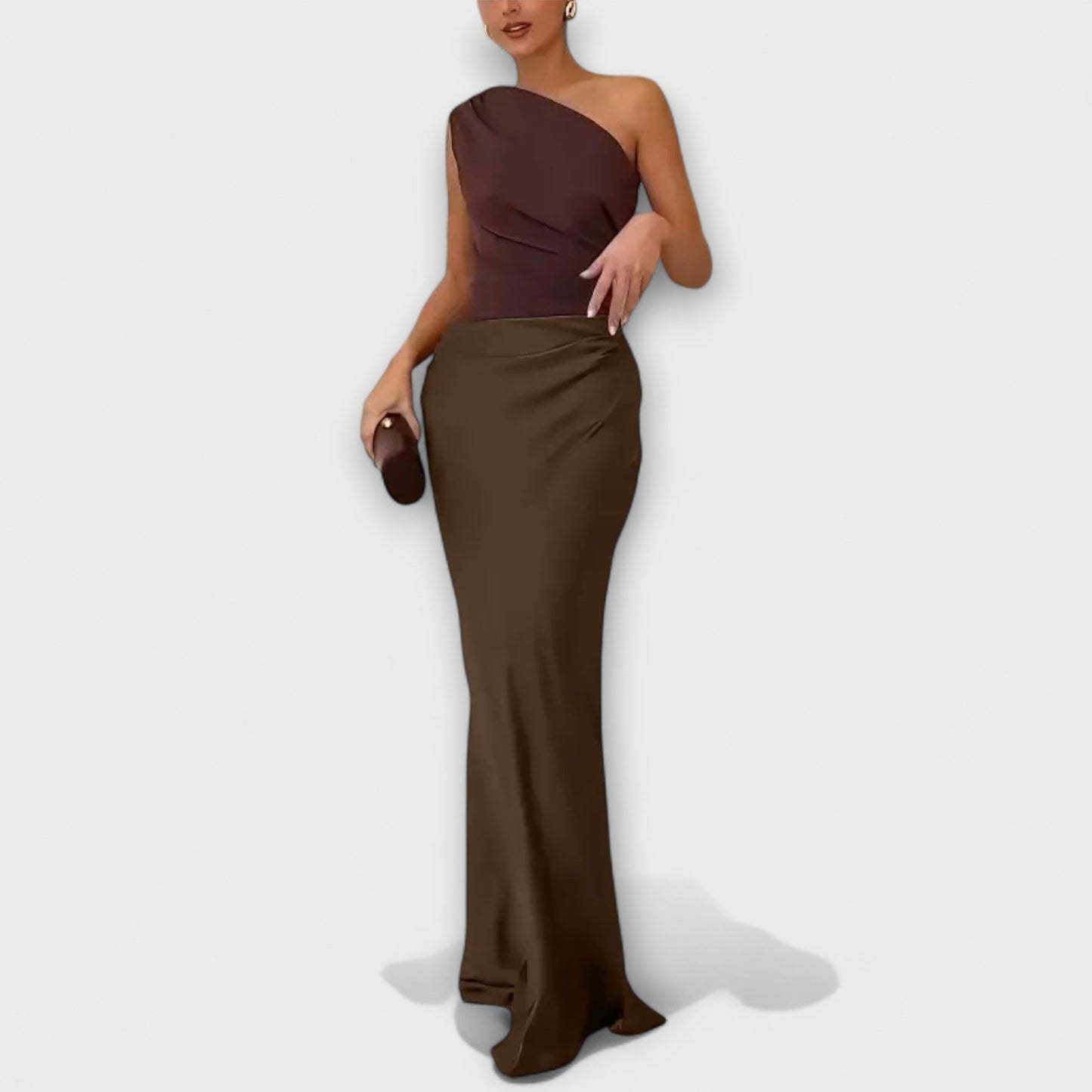 Adriana - Vestido largo satinado asimétrico