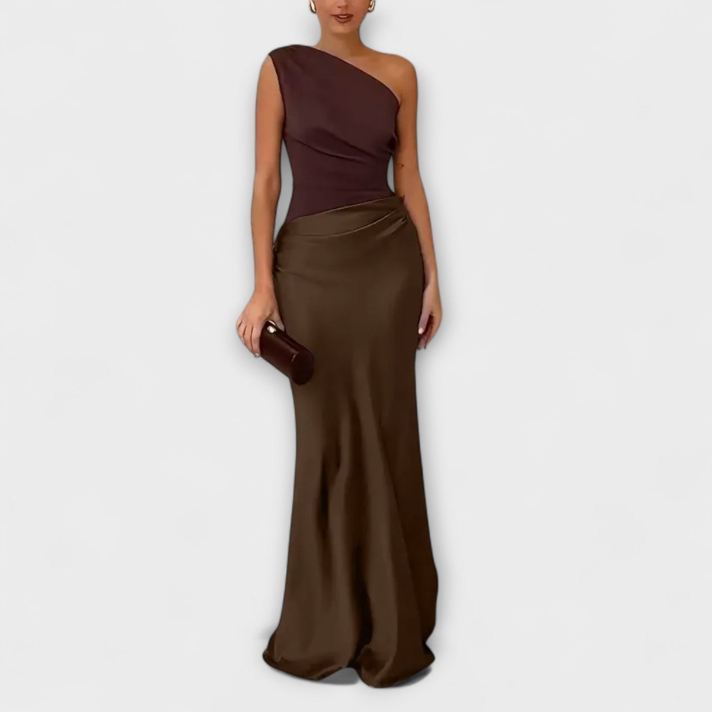 Adriana - Vestido largo satinado asimétrico