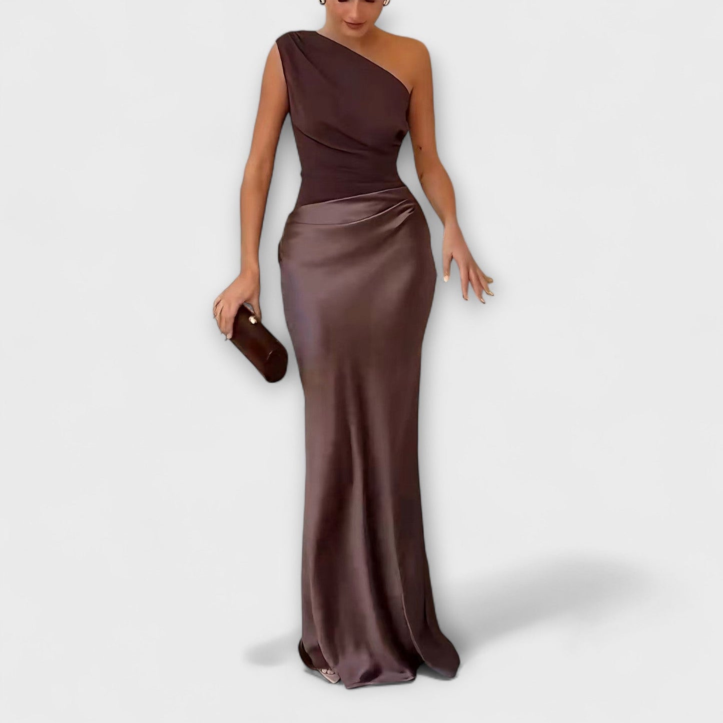 Adriana - Vestido largo satinado asimétrico