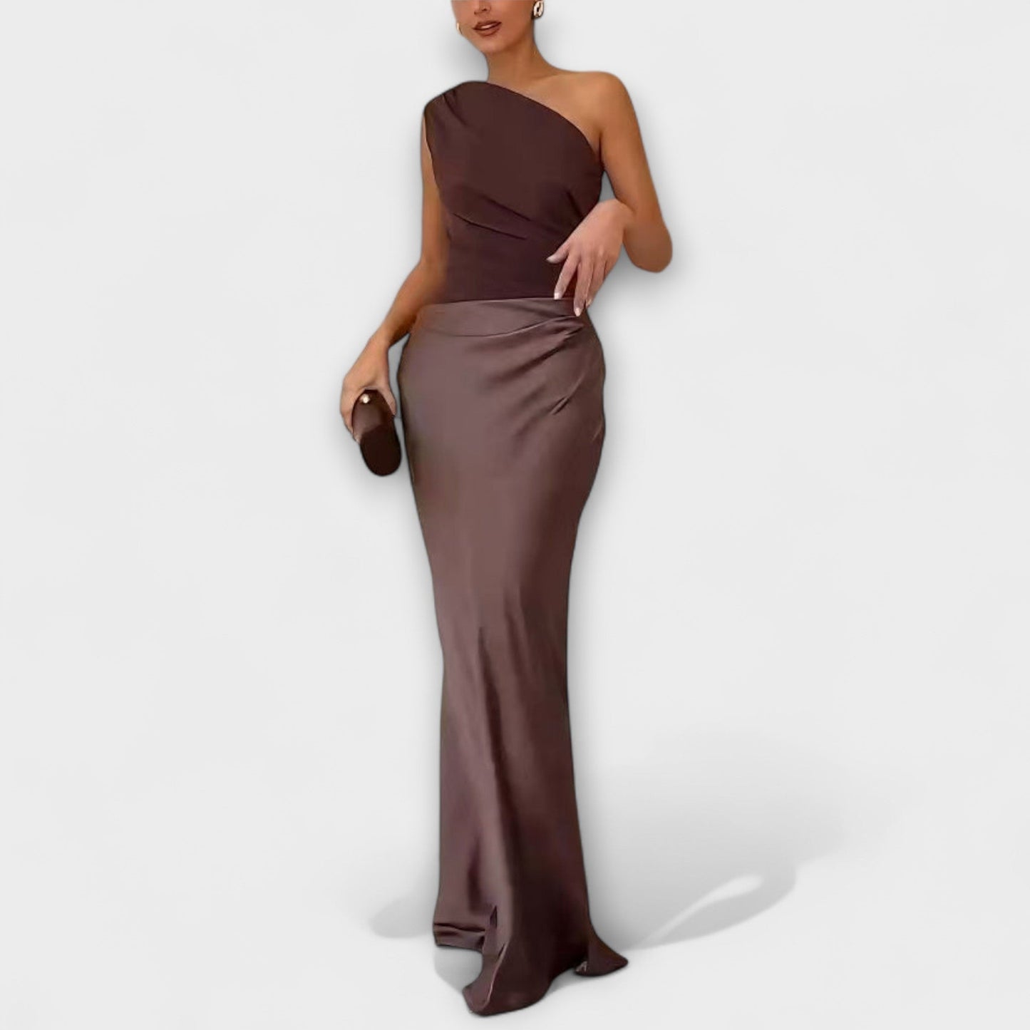 Adriana - Vestido largo satinado asimétrico