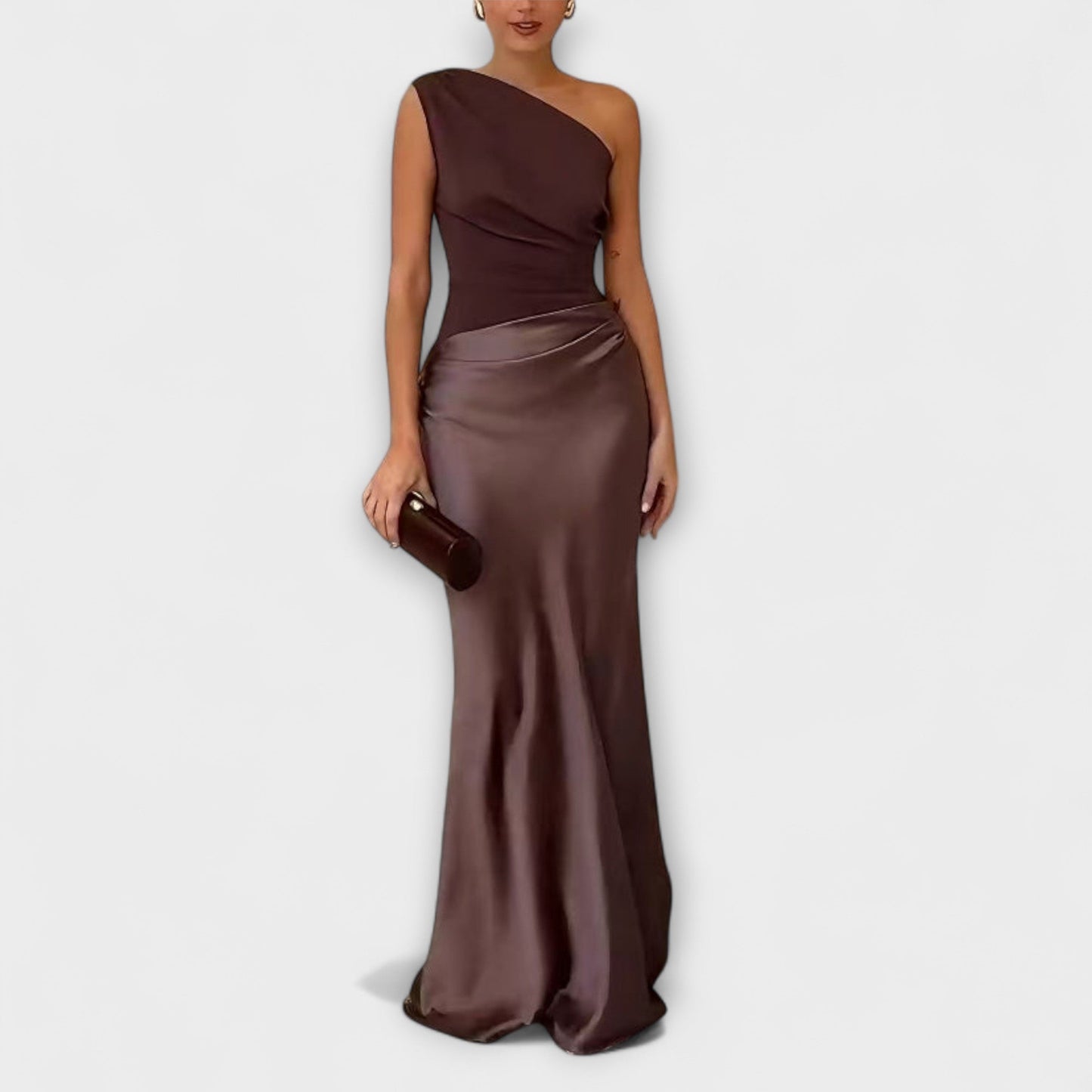 Adriana - Vestido largo satinado asimétrico