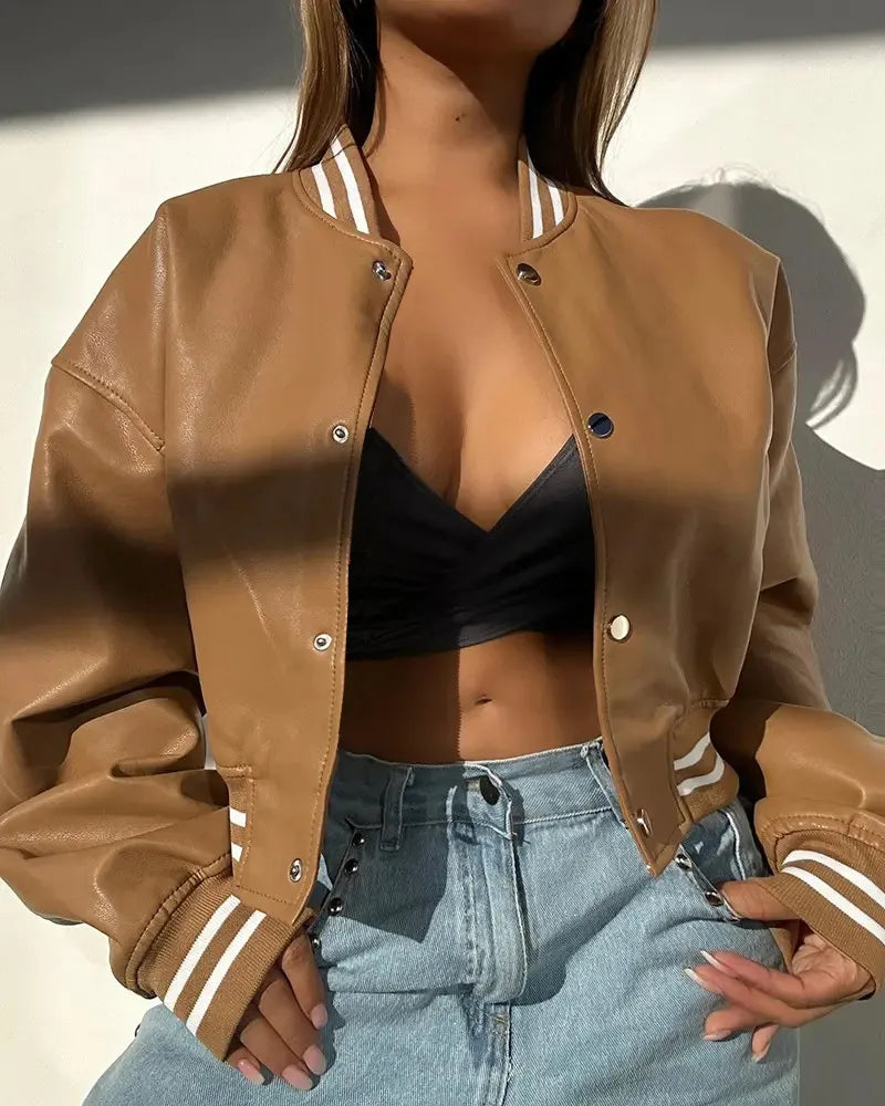 Valeria – Chaqueta algodón corta varsity mujer