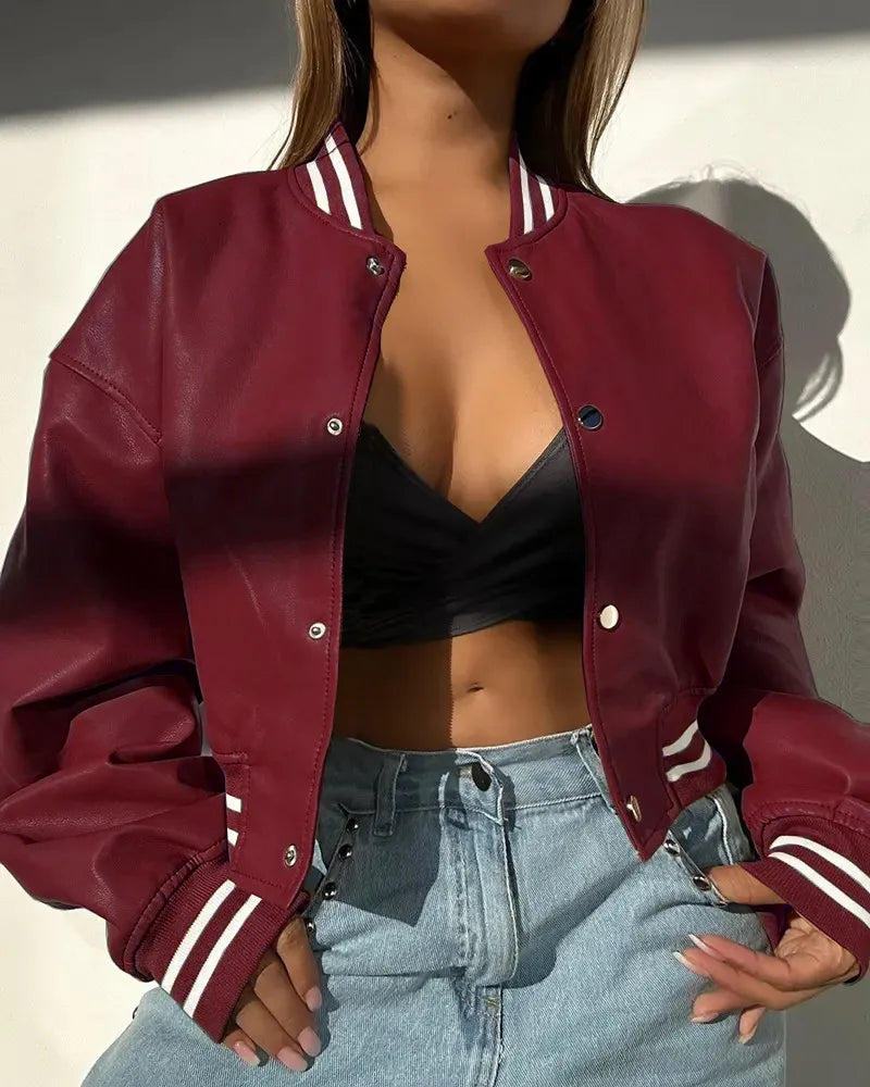 Valeria – Chaqueta algodón corta varsity mujer