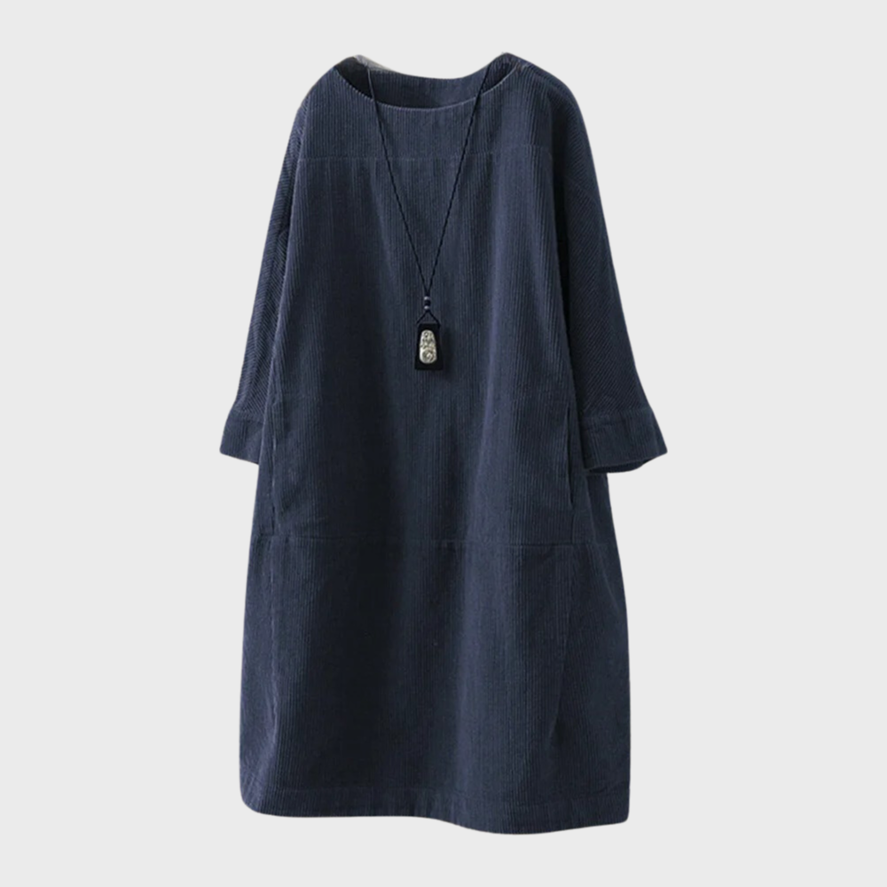 Lucia - Vestido holgado de pana azul celeste mujer