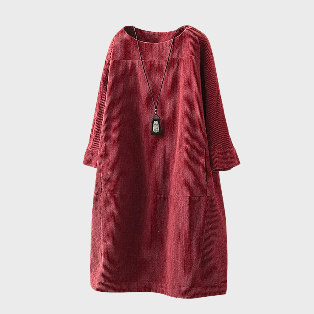 Lucia - Vestido holgado de pana azul celeste mujer